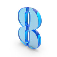 Blue Glass Digital Number 8 PNG & PSD Images