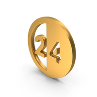 Gold 24 Hours Two Equal Parts Symbol PNG & PSD Images
