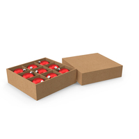 Box With Red Christmas Balls PNG & PSD Images