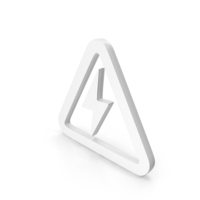 Thunder Bolt In Triangle White PNG & PSD Images