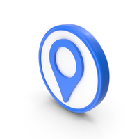 Blue & White Round Navigation Pin Symbol PNG & PSD Images