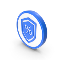 Blue & White Round Percent Shield Symbol PNG & PSD Images