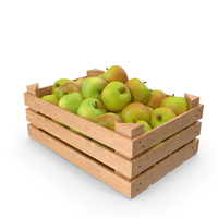 Green Apples Inside Wooden Crate PNG & PSD Images