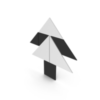 Tangram Tree Symbol Black And White PNG & PSD Images