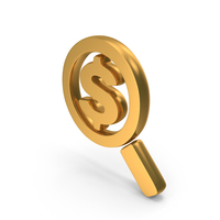 Dollar Search Icon Gold PNG & PSD Images