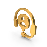Gold Helpdesk Headphone Icon PNG & PSD Images