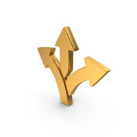 Gold Way To Three Directions Icon PNG & PSD Images