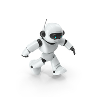 White Robot Walking Pose PNG & PSD Images