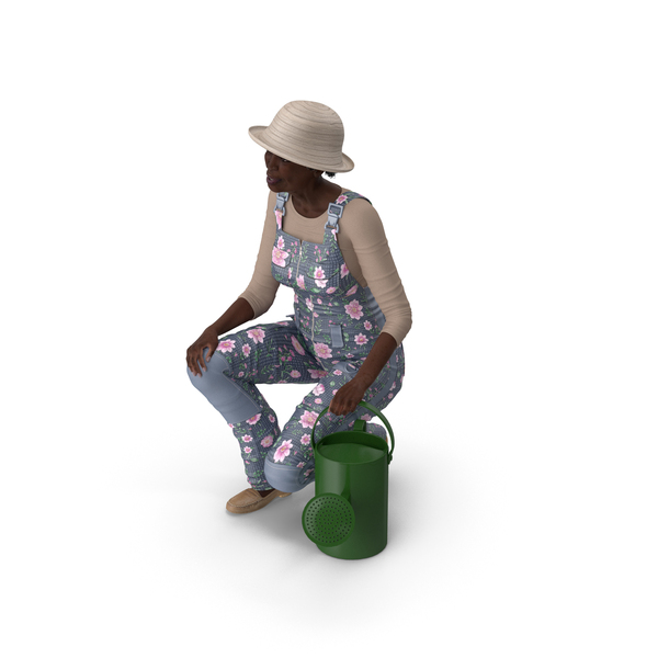 Gardener Afro American Old Lady Sitting PNG & PSD Images
