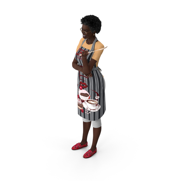Kitchen Style Afro American Grandma Standing PNG & PSD Images