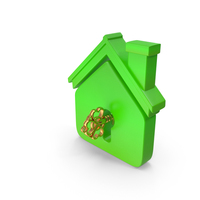 Green & Gold Home With Key Symbol PNG & PSD Images