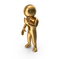 Gold Stickman Thinking PNG & PSD Images
