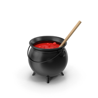 Magic Cauldron With Witch Stick PNG & PSD Images