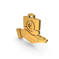 Gold Euro Briefcase In Hand Symbol PNG & PSD Images