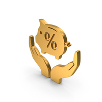 Piggy Bank Care Loan Percent Gold PNG & PSD Images
