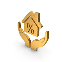 Gold Home Loan Percent Hands Symbol PNG & PSD Images