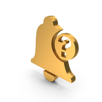 Gold Notification Bell With Question Mark Symbol PNG & PSD Images