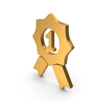 Gold First Place Badge Symbol PNG & PSD Images