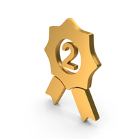 Gold Second Place Badge Symbol PNG & PSD Images