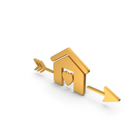 Heart Home Arrow Gold PNG & PSD Images