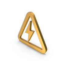 Thunder Bolt In Triangle Gold PNG & PSD Images