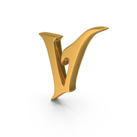 Gold Stylish Gothic Font Capital Letter V PNG & PSD Images