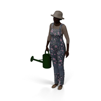 Afro American Grandma Gardener Style Standing PNG & PSD Images