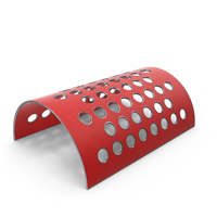 Curved Red Painted Metal Plate With Holes PNG & PSD Images