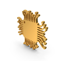 Gold Computer Central Processing Unit Chip Icon PNG & PSD Images