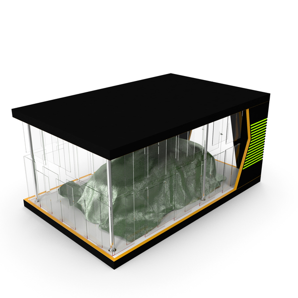 Car Display, Car Covered With Green Fabric. PNG & PSD Images