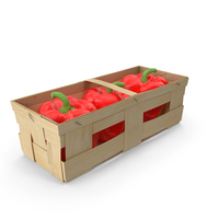 Wooden Basket with Bell Peppers PNG & PSD Images