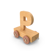 木制火车字母P PNG和PSD图像