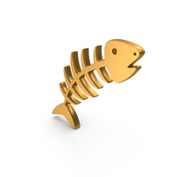 Gold Fish Bone Skeleton Icon PNG & PSD Images