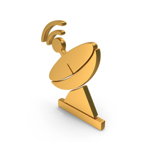 Gold Satellite Antenna With Strong Signal Icon PNG & PSD Images