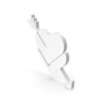 Double Heart With Arrow White PNG & PSD Images