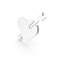 Heart With Arrow Icon White PNG & PSD Images