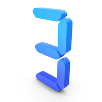 Blue Digital Number 3 PNG & PSD Images