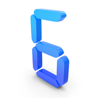 Blue Digital Number 6 PNG & PSD Images