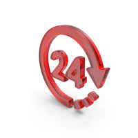 Red Glass 24 Hours Refresh Symbol PNG & PSD Images