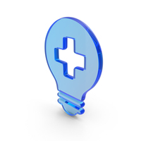 Blue Glass Light Bulb With Plus Symbol PNG & PSD Images