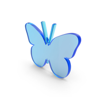 Blue Glass Butterfly Symbol PNG & PSD Images