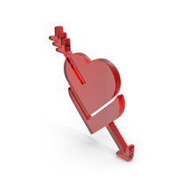 Red Glass Double Heart With Arrow Symbol PNG & PSD Images
