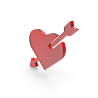 Red Glass Heart With Arrow Icon PNG & PSD Images