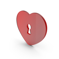 Red Glass Heart Lock Icon PNG & PSD Images
