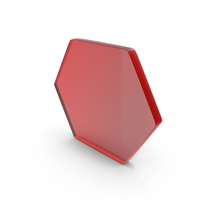 红色玻璃六角形符号PNG和PSD图像