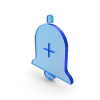 Blue Glass Notification Bell With Plus Symbol PNG & PSD Images