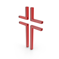 Red Glass Outline Cross Symbol PNG & PSD Images