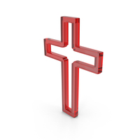 Red Glass Outline Cross Symbol PNG & PSD Images