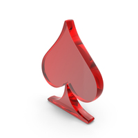 红色玻璃黑桃扑克牌符号PNG和PSD图像