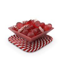 Bowl With Hard Candy On Christmas Rope Coaster PNG & PSD Images